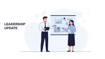 Obraz premium Business Meeting: Leadership Presentation with Charts and Data