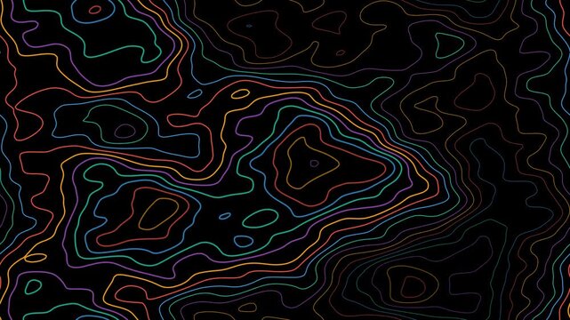 Abstract Topographic Map Contour Lines Colorful Seamless Looping Animation
