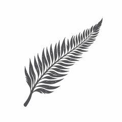 Fototapeta premium Intricate Grayscale Illustration of a Single Fern Leaf with Delicate Details and Natural Elegance Against a Clean White Background