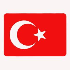 Obraz premium Vivid Representation of a National Flag Featuring a Prominent White Star and Crescent on a Bold Red Background