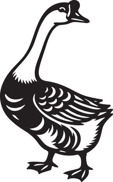 Goose in Bold Linocut Block Print Woodcut Style