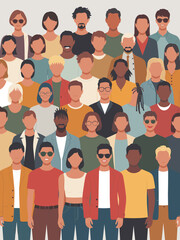 Diverse group of people standing together demonstrating unity and community support in modern workplace corporate environment crowd of multiethnic men and women representing teamwork collaboration and