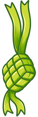 Traditional Green Ketupat Rice Cake Illustration