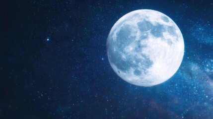 Fototapeta premium Moon shines bright in a starry sky at night