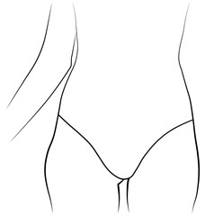 Woman legs swimsuit panties bikini hand drawing