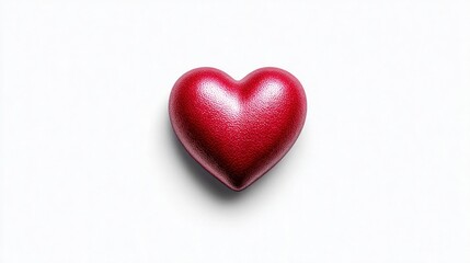 Obraz premium Single textured red heart shape on a clean white background, symbolizing love and romance