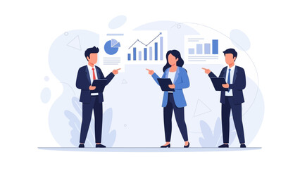 Business team analyzing charts and graphs for financial strategy