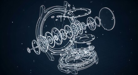 Obraz premium Detailed mechanical watch parts assembly on dark background