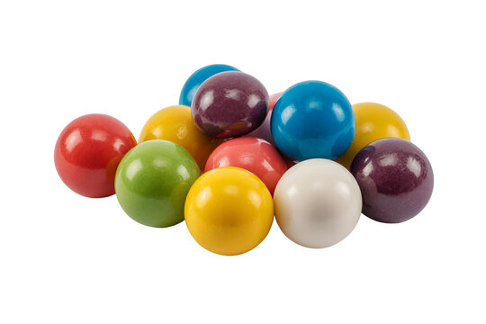 Pile of colorful round candies isolated on transparent background