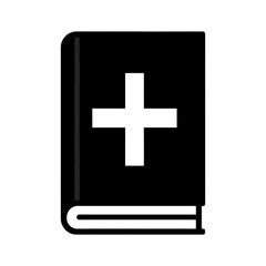 Obraz premium Book icon with cross symbol.