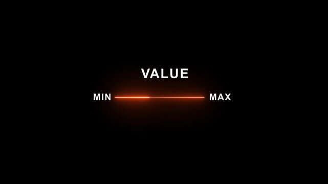 Value range slider showing minimum to maximum scale for adjustment, balance, and optimization concepts.
