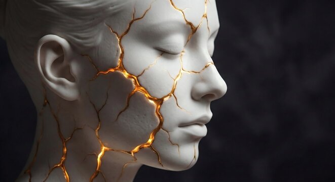 Doppia esposizione creativa con profilo femminile e texture di fumo astratto