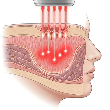 Facial skin layers receive focused red light energy