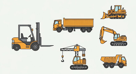 Collection of construction and industrial vehicles and machinery. © Akilo