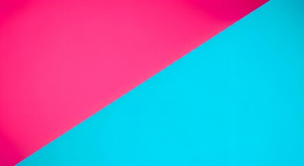 Obraz premium Vibrant split background with a sharp diagonal line, contrasting bold hot pink on one side and bright turquoise on the other.
