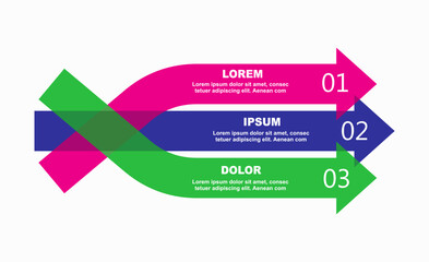 Modern multi-arrow infographic with overlapping ribbons, featuring placeholder text and clean vector design. Vector illustration.