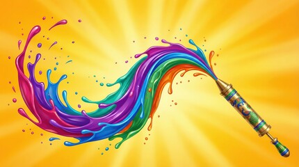 Vibrant holi festival color splash with pichkari