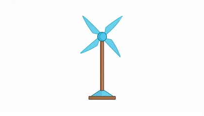 3D wind turbine icon isolated on white background clean energy sustainable power