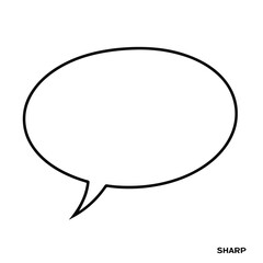 Fototapeta premium A simple, blank speech bubble or thought balloon outline in black on a white background, perfect for text or dialogue.