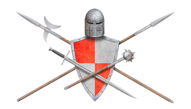 set of knight weapon isolated on white