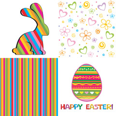 Vintage Easter Set. Collection of design elements isolated on White background.   Vector illustration