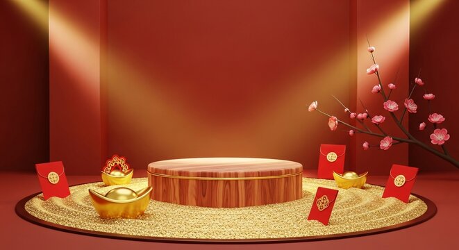 Chinese New Year Celebration Stage Setup.