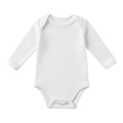 White long sleeve baby onesie made of soft textured fabric isolated on transparent background