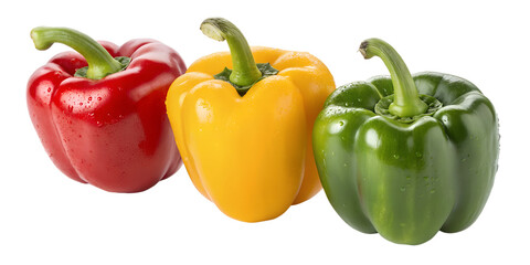 Fresh Red, Yellow, and Green Bell Peppers Macro Studio Photo 8K