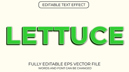 Fototapeta premium Lettuce editable 3d text effect vector typography style