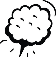 Cartoon impact smoke cloud with dramatic yet playful explosion style On white Background Vector illustration