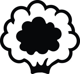 Rounded explosion smoke icon with bold cloud burst design On white Background Vector illustration