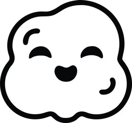 Sticker style cute white smoke with simple lovable cartoon appearance On white Background Vector illustration