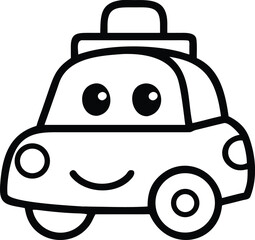 Smiling cartoon police car design with soft shapes and child friendly style On white Background Vector illustration