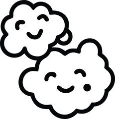Cute soft smoke clouds with plush rounded shapes and calm mood On white Background Vector illustration