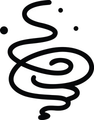 Playful curly smoke swirl with cartoon spiral motion and charm On white Background Vector illustration