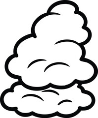 Cartoon smoke puffs layered like soft clouds creating depth and flow On white Background Vector illustration