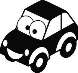 Game style cartoon car with playful design and fun driving mood On white Background Vector illustration