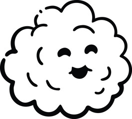 Big fluffy cartoon smoke cloud with soft rounded shapes creating cheerful atmosphere On white Background Vector illustration