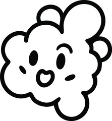 Adorable bubbly cartoon smoke puff with smooth rounded shapes and fun mood On white Background Vector illustration