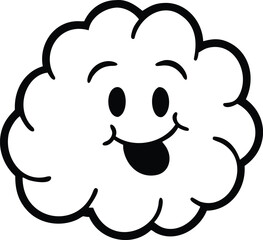 Large puffy cartoon smoke cloud with smooth soft curves and playful volume style On white Background Vector illustration