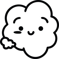 Cute chibi white smoke with tiny rounded clouds friendly style On white Background Vector illustration