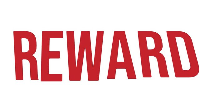 Slanted red bold capital letter REWARD text animation on white background. Loyalty program, prize winning, and bonus achievement concept video