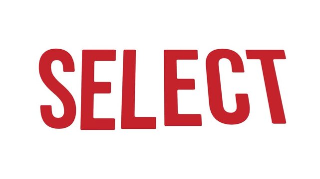 Select text animation for choice picking options decision making interactive buttons menus navigation user interface and preference setting on white background