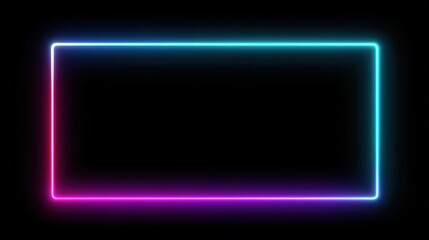 Glowing neon rectangular frame with pink and blue gradient on black background