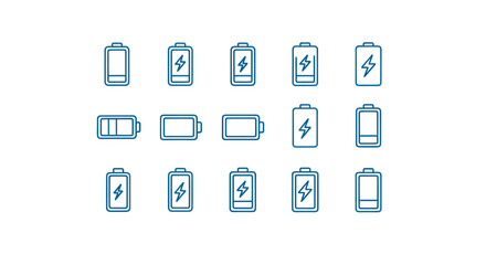 Battery icons power and energy symbols