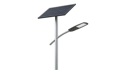 Solar powered street light with pole and lamp, renewable energy solution