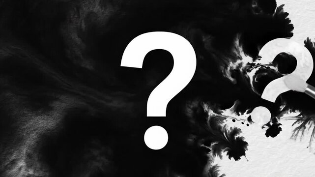 Mysterious Ink Splatter and Question Mark Animation on Textured Background
