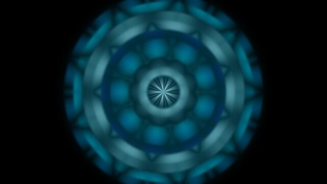 Abstract Circular Pattern with Radiating Light Effects in Blue Tones