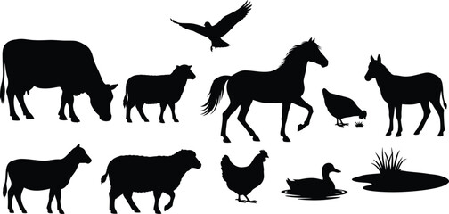 Fototapeta premium Farm animal silhouettes
