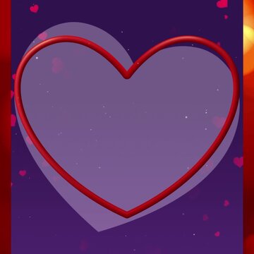 Square Valentine's Day Background Animation. Modern Flat Vector Hearts and Romantic Arch with Purple Gradient and Copy Space